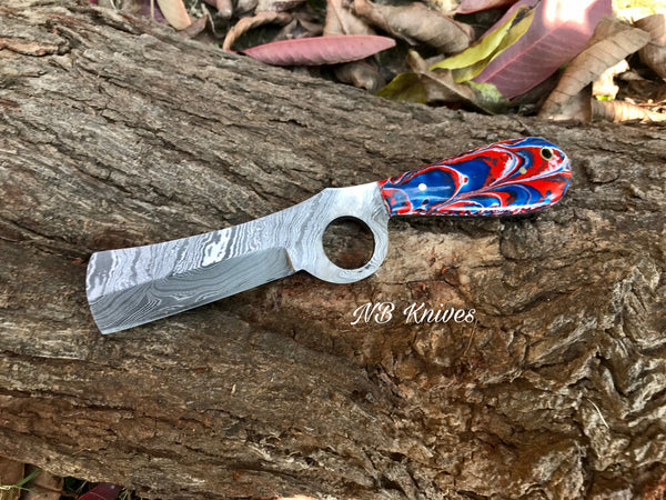 Handmade Damascus Pocket Knife - Folding Bull Cutter Knife - Wood Hand –  White Hills Knives