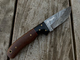 |NB KNIVES| CUSTOM HANDMADE DAMASCUS SKINNER KNIFE HANDLE HARD WOOD BOLSTER BUFFALO HORN