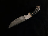 BEAUTIFUL CUSTOM HAND FORGED DAMASCUS STEEL HUNTING KNIFE "SHEEP HORN