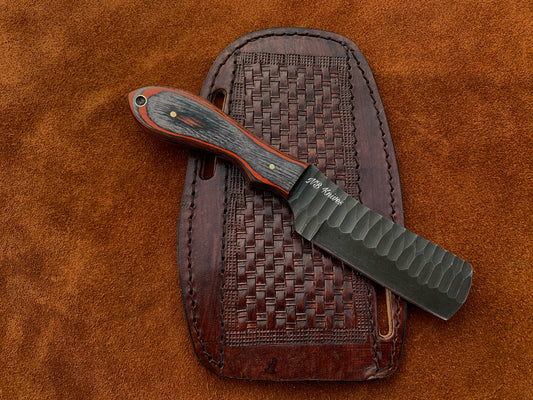 Pakka Wood Handle 1095 Steel Sculpted Blade Cowboy Bull Cutter Knife