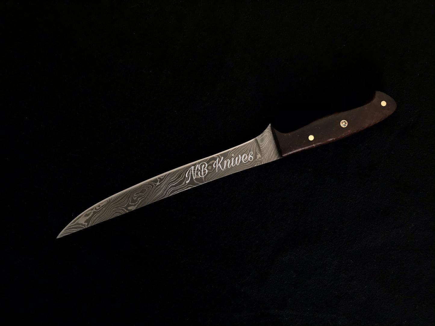 |NB KNIVES| Custom Handmade Damascus Steel Fillet Fish Knife With Leather Sheath