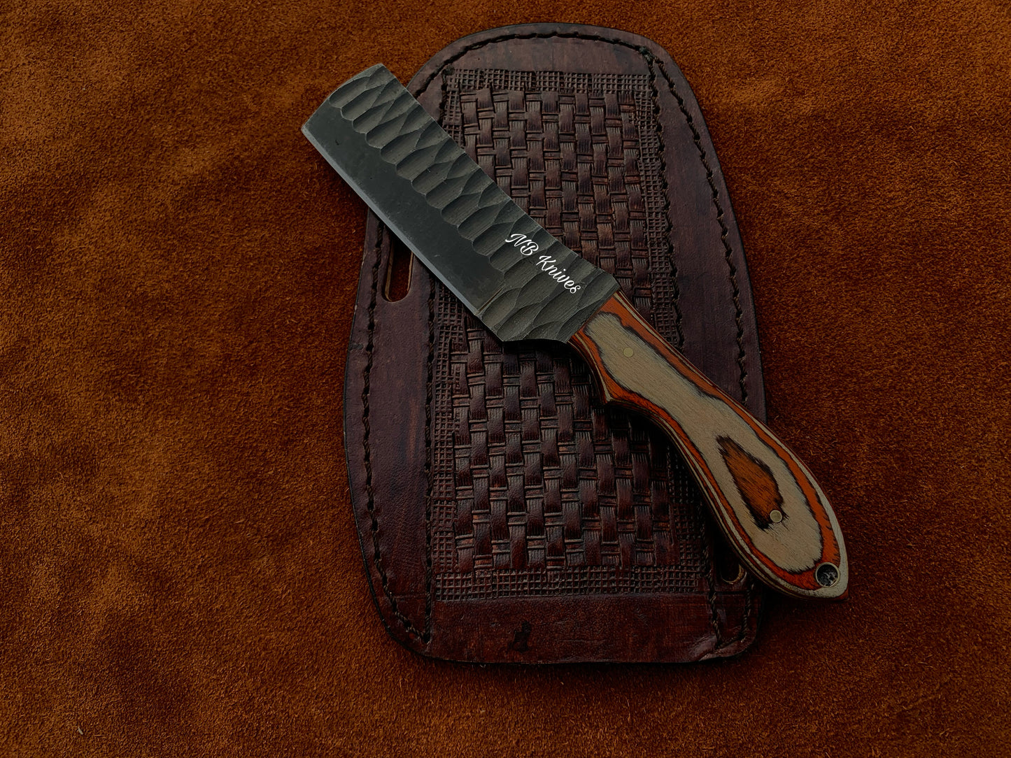 |NB KNIVES| CUSTOM HANDMADE COWBOY BULL CUTTER KNIFE WITH LEATHER SHEATH