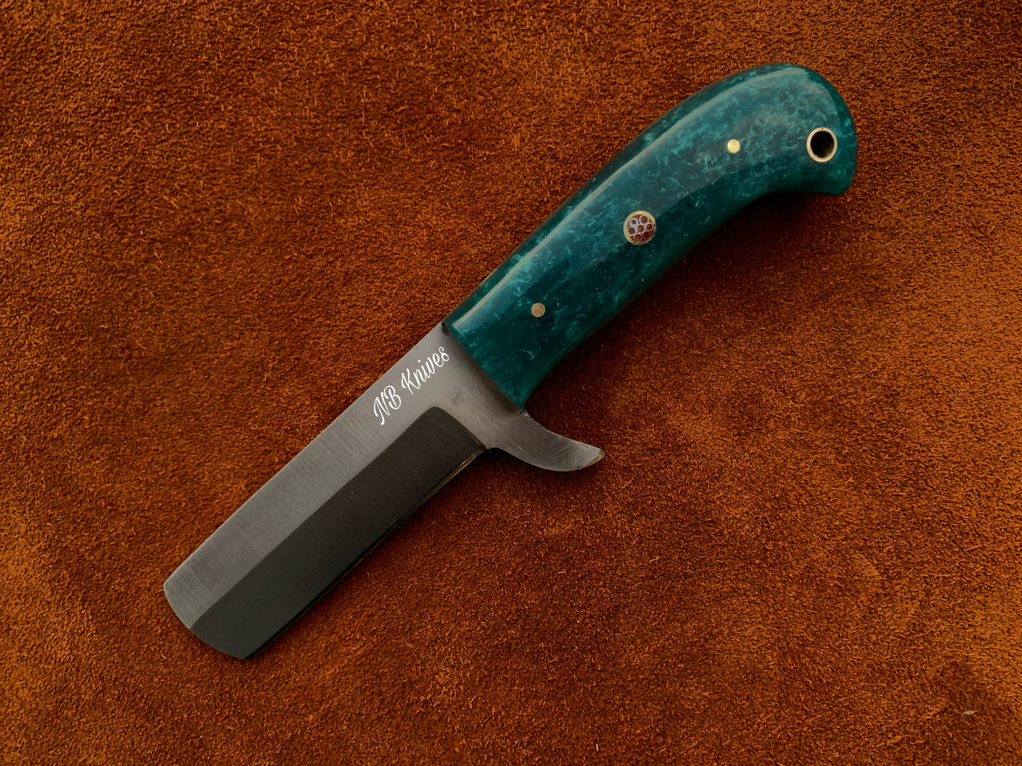 |NB KNIVES| CUSTOM HANDMADE COWBOY BULL CUTTER KNIFE WITH LEATHER SHEATH