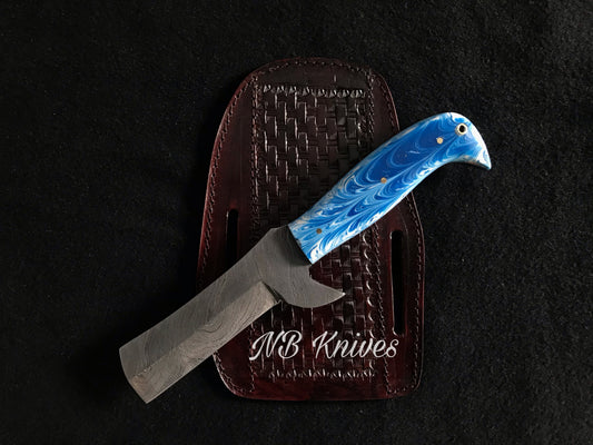 |NB KNIVES| CUSTOM HANDMADE COWBOY BULL CUTTER KNIFE WITH LEATHER SHEATH