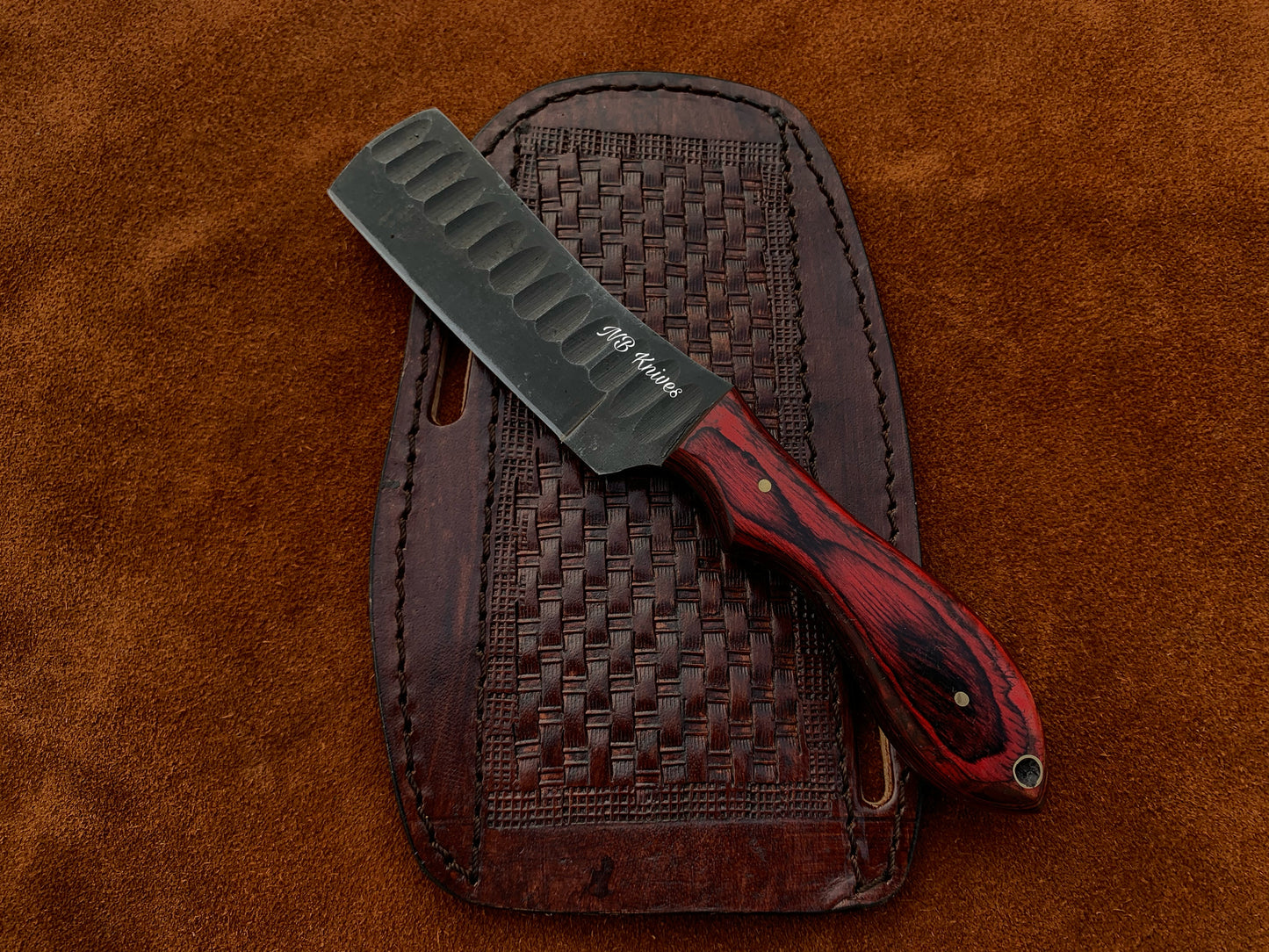 |NB KNIVES| CUSTOM HANDMADE COWBOY BULL CUTTER KNIFE WITH LEATHER SHEATH