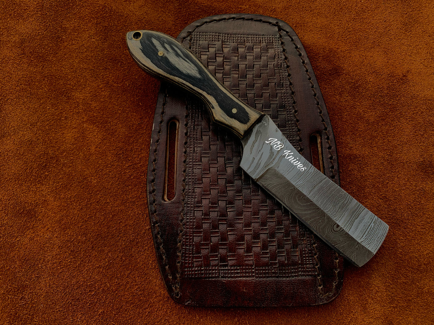 |NB KNIVES| CUSTOM HANDMADE COWBOY BULL CUTTER KNIFE WITH LEATHER SHEATH