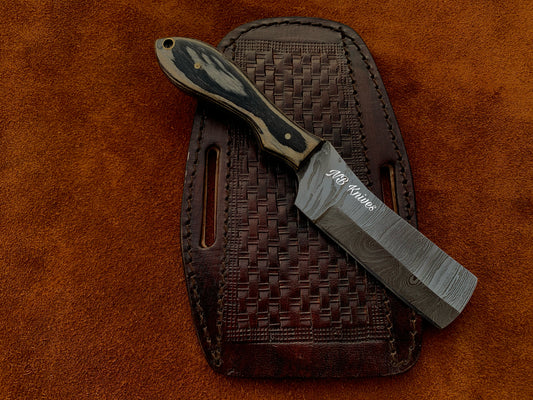 |NB KNIVES| CUSTOM HANDMADE COWBOY BULL CUTTER KNIFE WITH LEATHER SHEATH