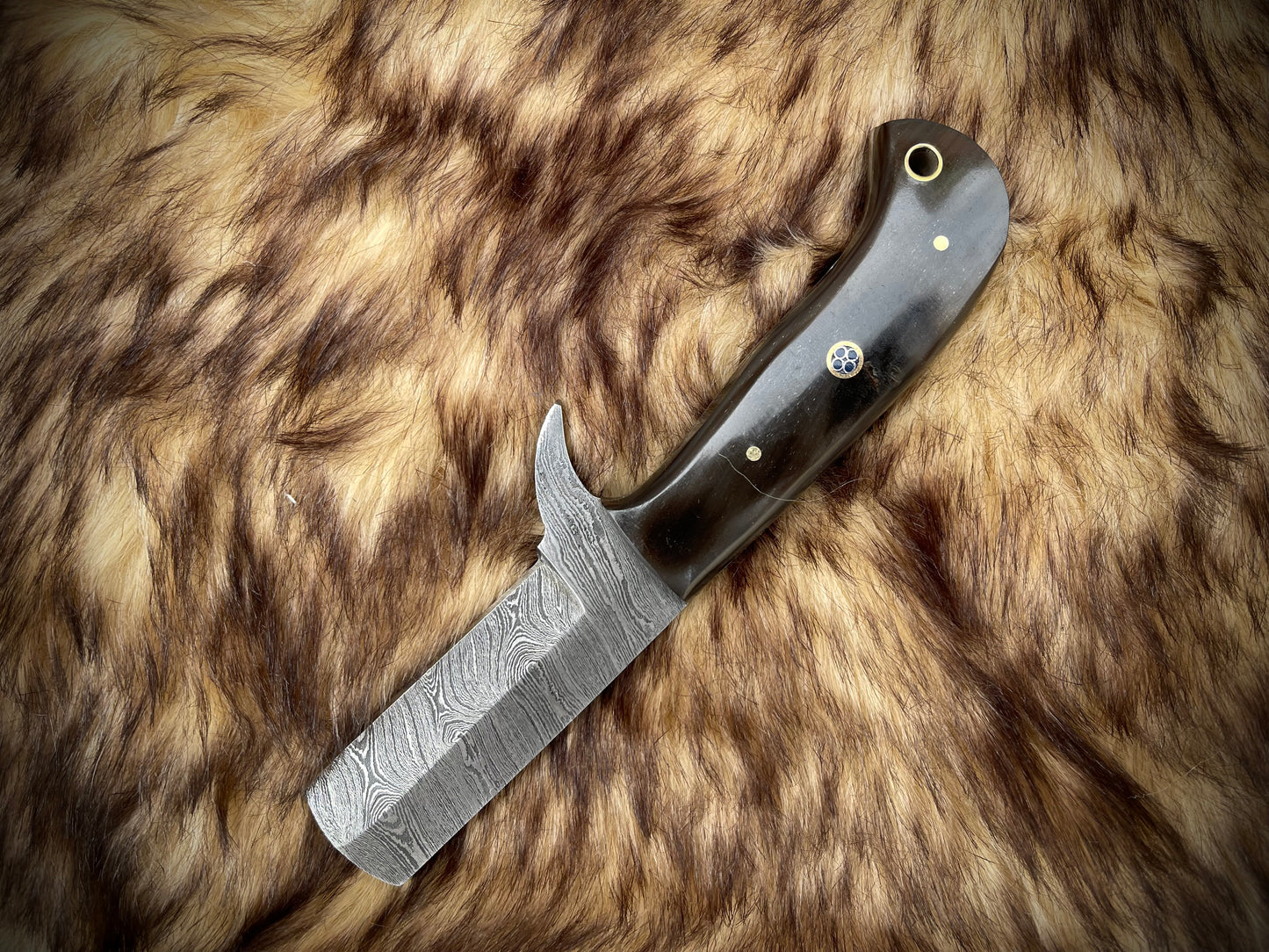 |NB KNIVES| CUSTOM HANDMADE DAMASCUS COWBOY BULL CUTTER KNIFE WITH LEATHER SHEATH