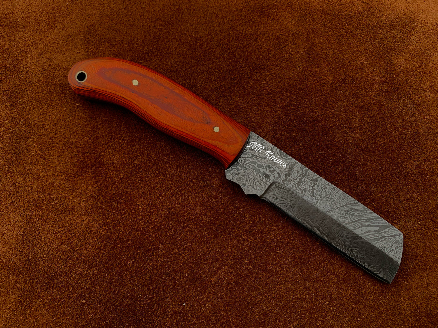 |NB KNIVES| CUSTOM HANDMADE DAMASCUS COWBOY BULL CUTTER KNIFE WITH LEATHER SHEATH
