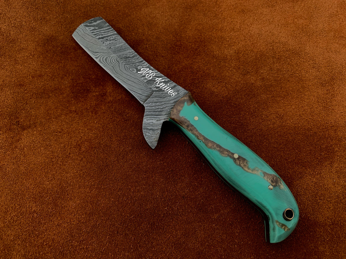 |NB KNIVES| CUSTOM HANDMADE COWBOY BULL CUTTER KNIFE WITH LEATHER SHEATH