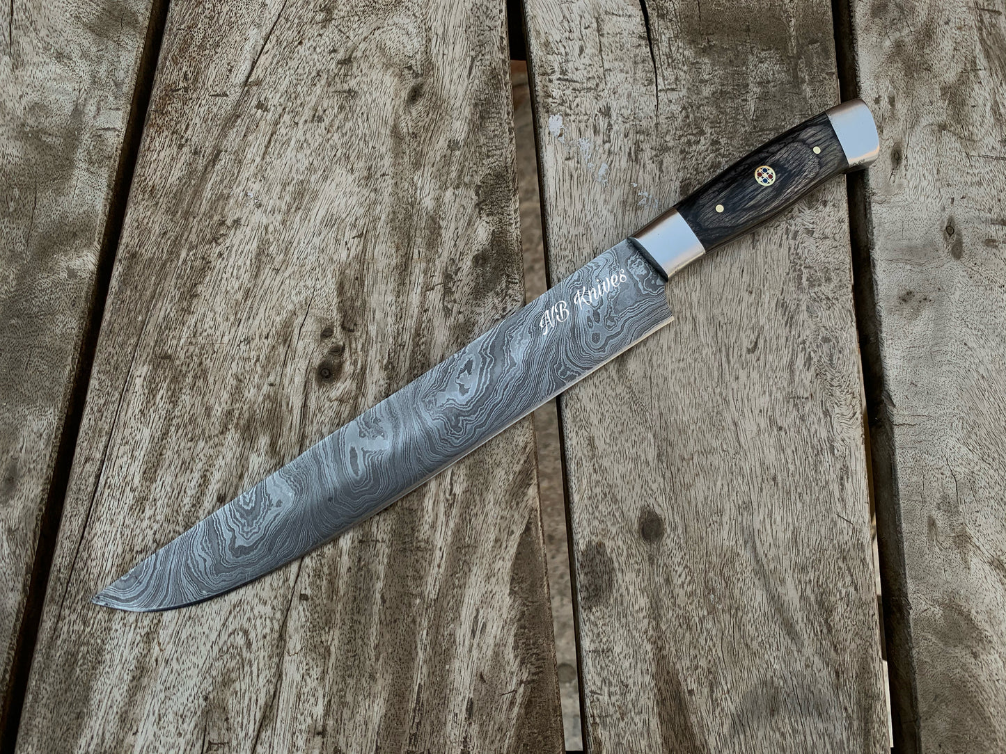 |NB KNIVES| CUSTOM HANDMADE DAMASCUS STEEL CHEF KNIFE HANDLE HARDWOOD