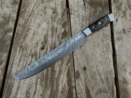 |NB KNIVES| CUSTOM HANDMADE DAMASCUS STEEL CHEF KNIFE HANDLE HARDWOOD