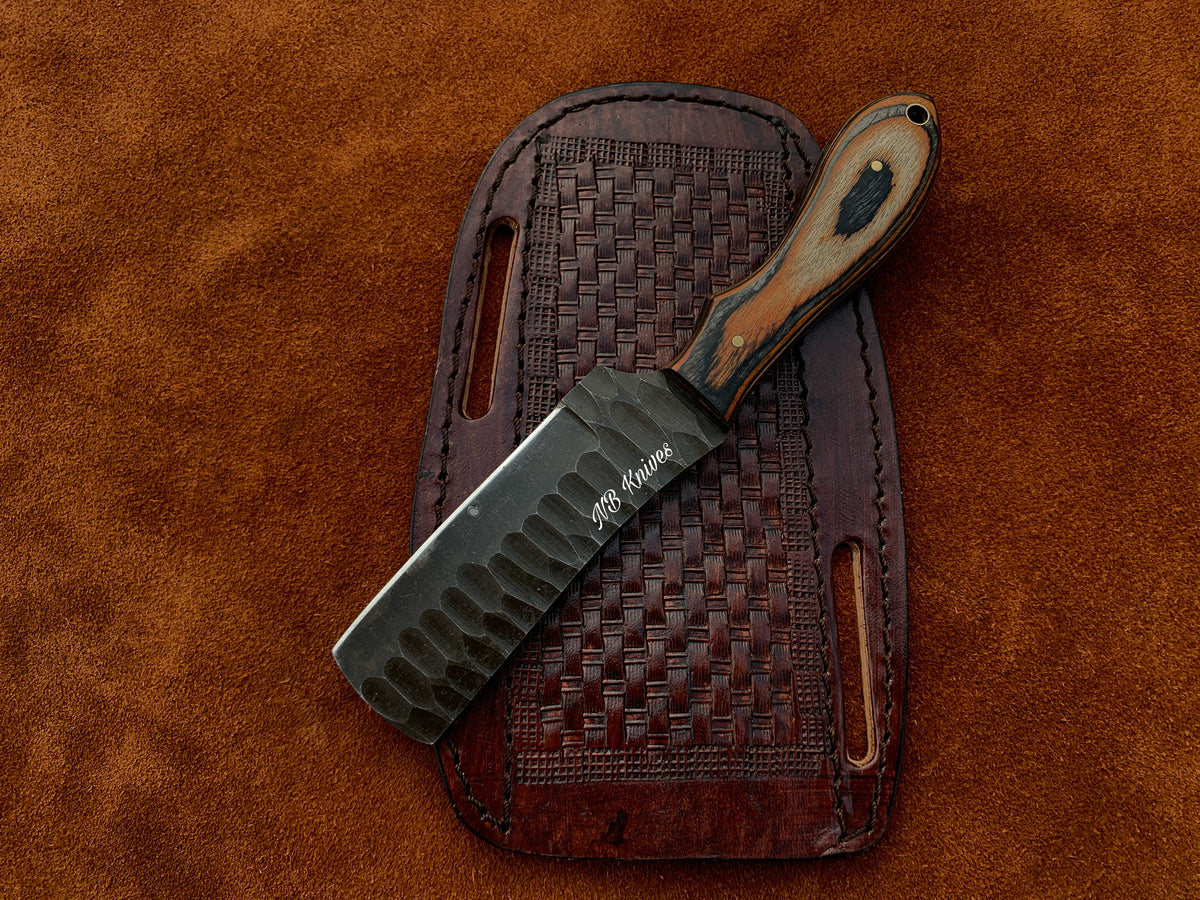 |NB KNIVES| CUSTOM HANDMADE COWBOY BULL CUTTER KNIFE WITH LEATHER SHEATH