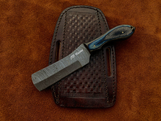 |NB KNIVES| CUSTOM HANDMADE COWBOY BULL CUTTER KNIFE WITH LEATHER SHEATH