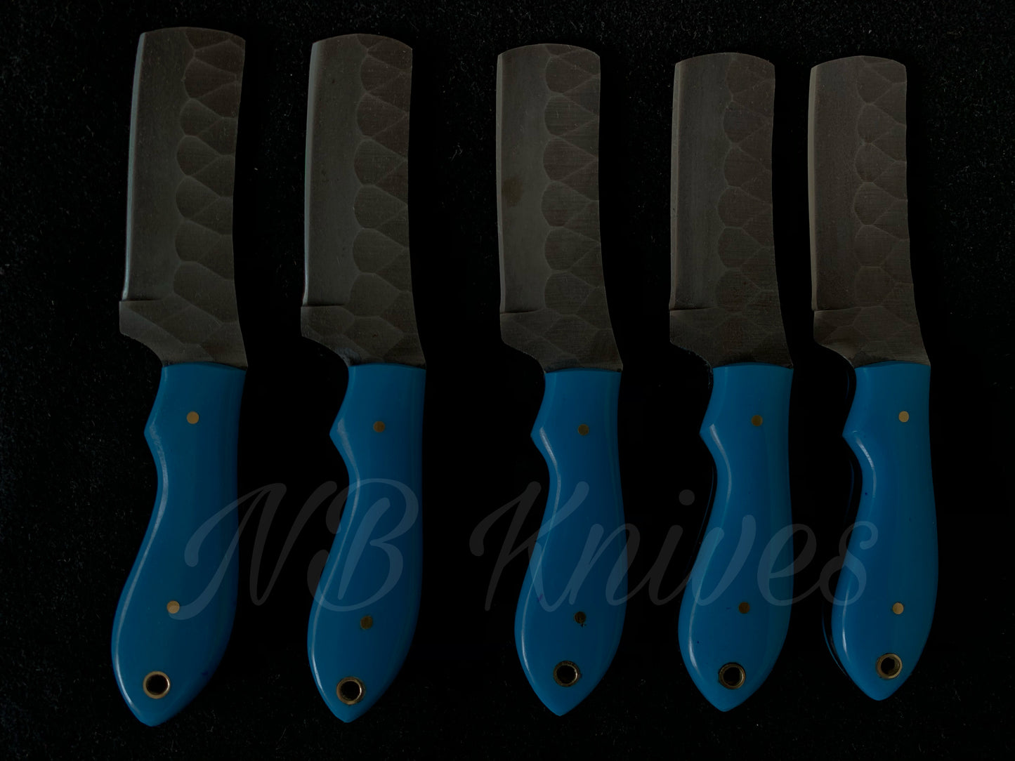 |NB KNIVES| CUSTOM HANDMADE LOT OF 5 COW BOY BULL CUTTER KNIVES WITH LEATHER SHEATH