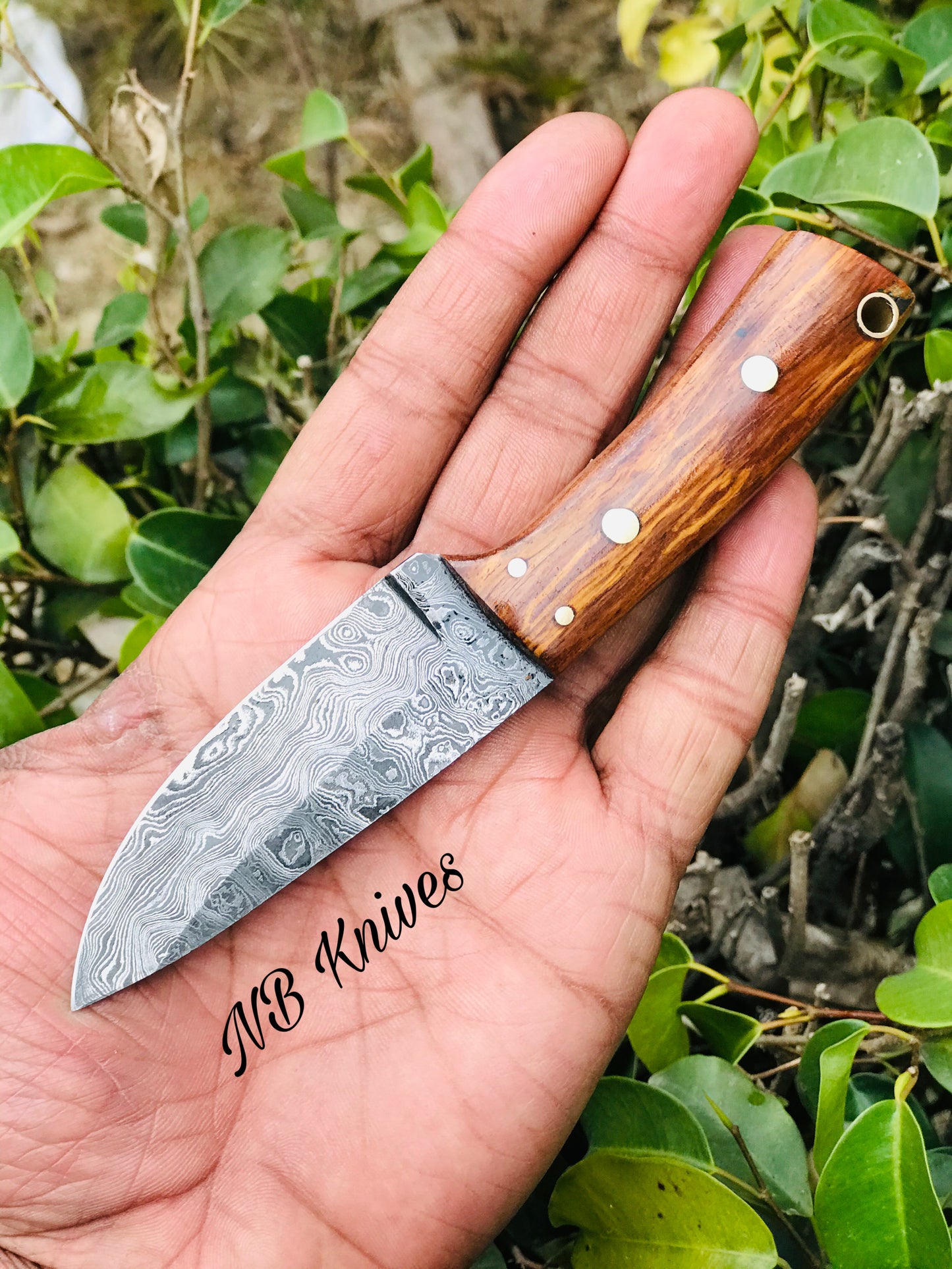 |NB KNIVES| CUSTOM HANDMADE DAMASCUS HUNTING KNIFE HANDLE ROSEWOOD