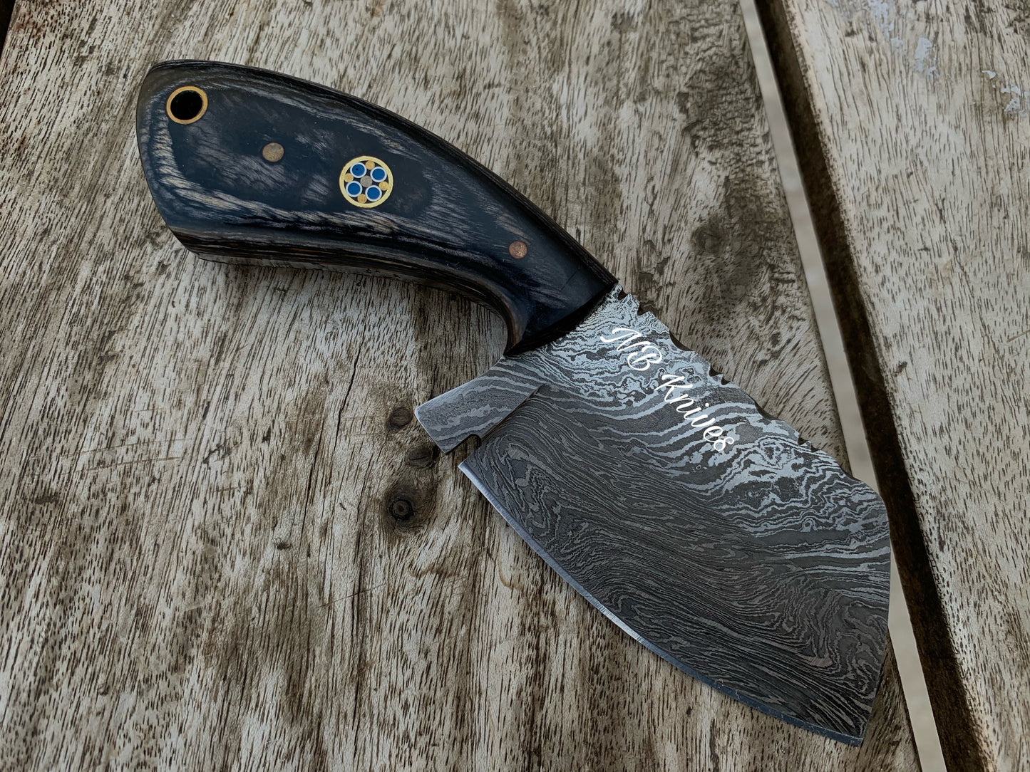 |NB KNIVES| CUSTOM HANDMADE DAMASCUS MINI CLEAVER KNIFE HANDLE HARDWOOD