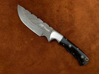 |NB KNIVES| CUSTOM HANDMADE DAMASCUS STEEL SKINNER KNIFE HANDLE BLACK HORN