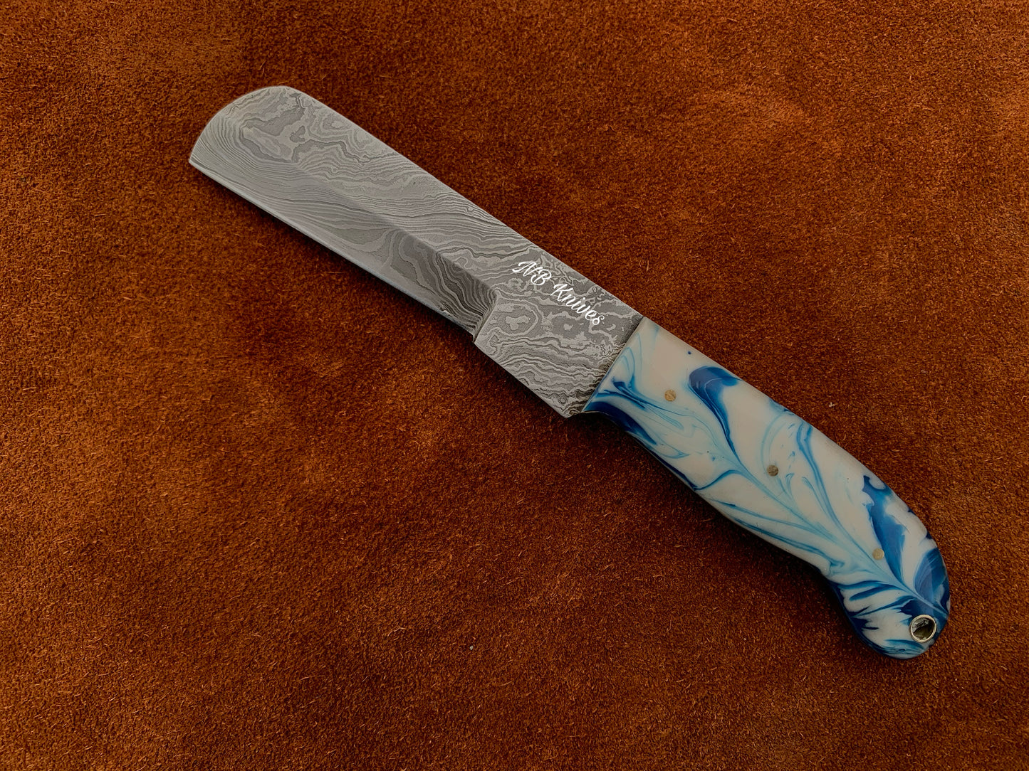|NB KNIVES| CUSTOM HANDMADE DAMASCUS COWBOY BULL CUTTER KNIFE WITH LEATHER SHEATH