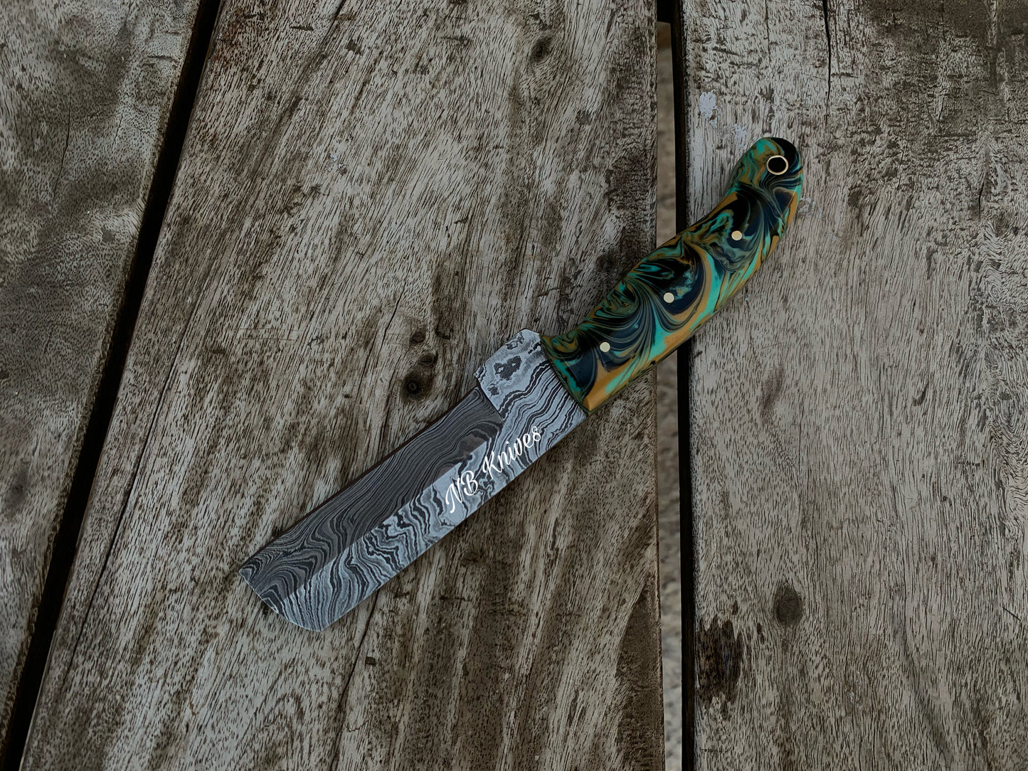 |NB KNIVES| CUSTOM HANDMADE DAMASCUS COWBOY BULL CUTTER KNIFE WITH LEATHER SHEATH