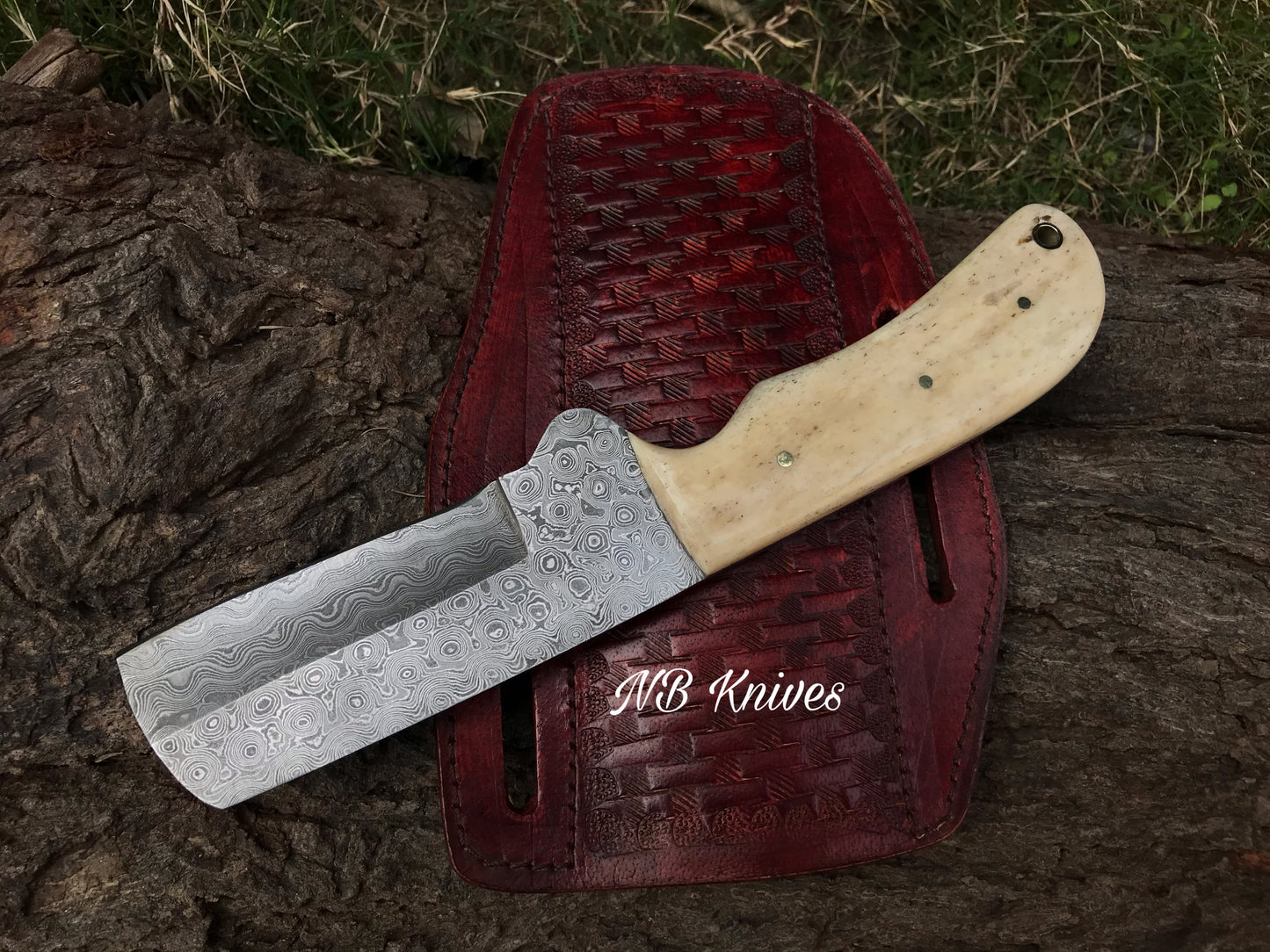 |NB KNIVES| CUSTOM HANDMADE COWBOY BULL CUTTER KNIFE WITH LEATHER SHEATH