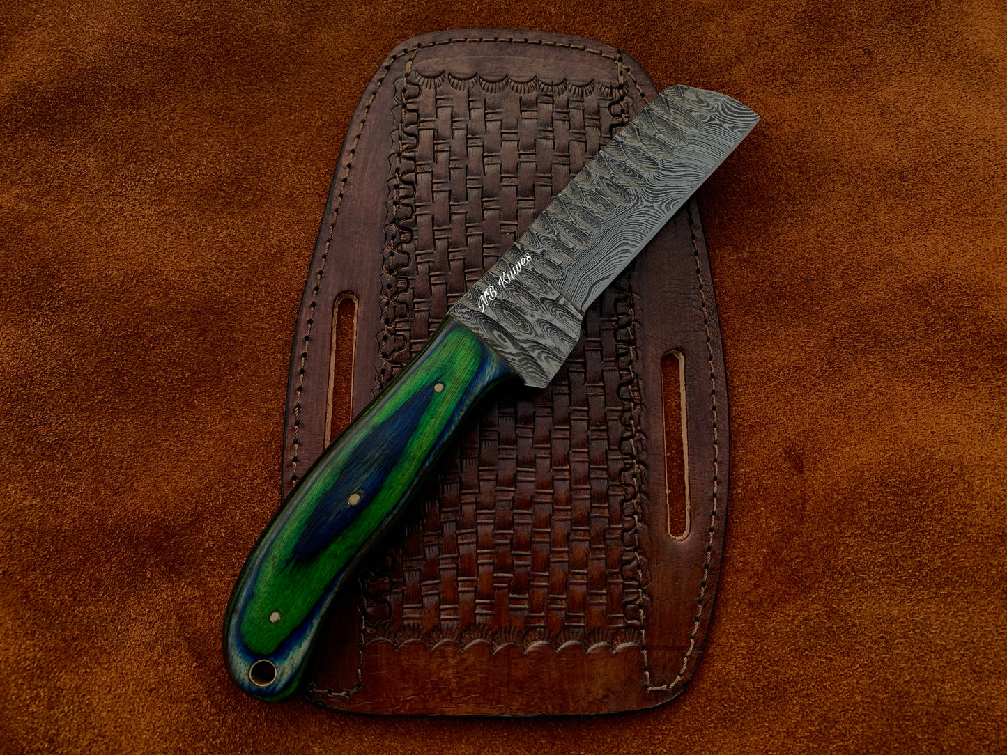 |NB KNIVES| CUSTOM HANDMADE COWBOY BULL CUTTER KNIFE WITH LEATHER SHEATH