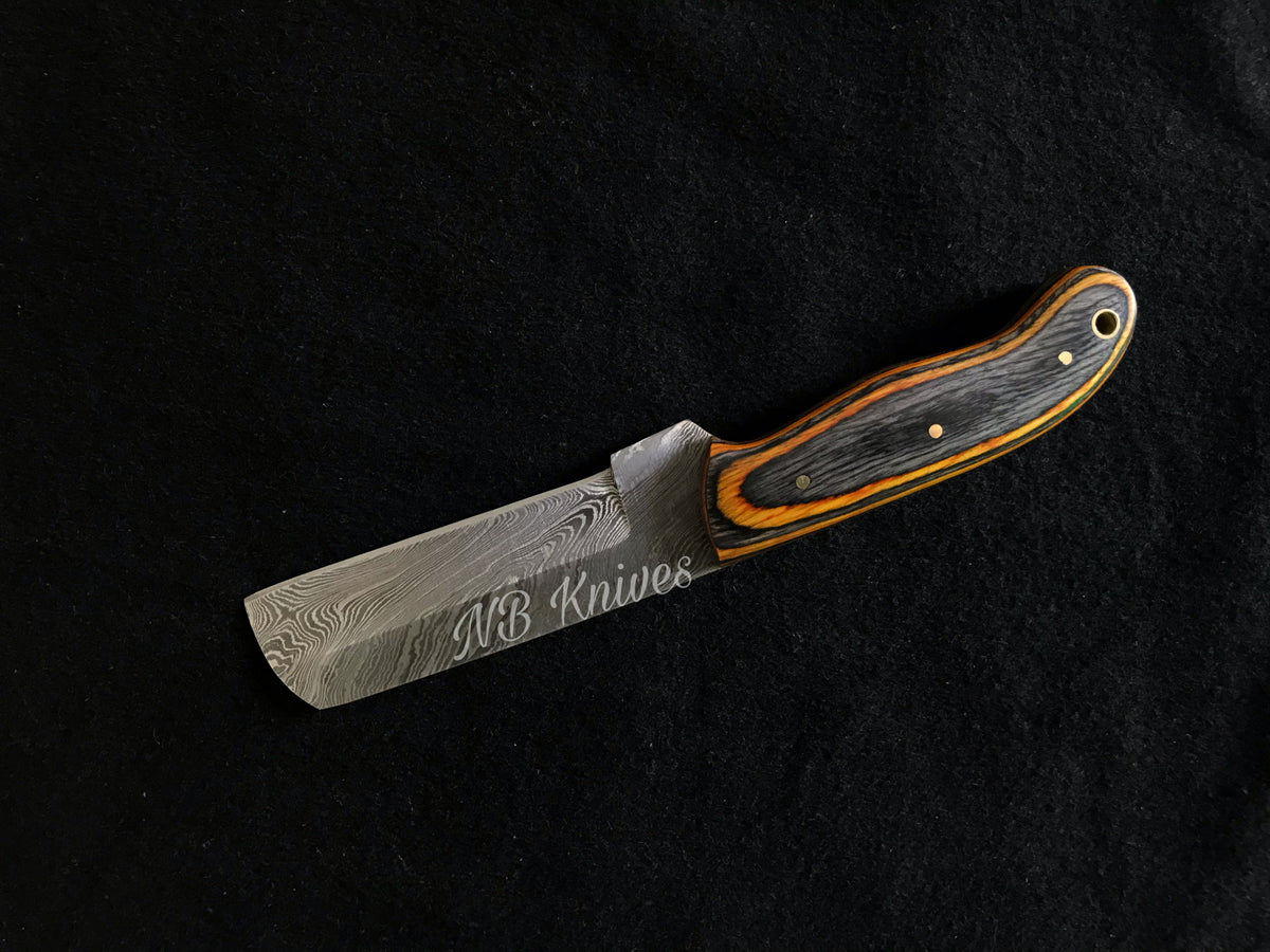 |NB KNIVES| CUSTOM HANDMADE DAMASCUS COWBOY BULL CUTTER KNIFE WITH LEATHER SHEATH