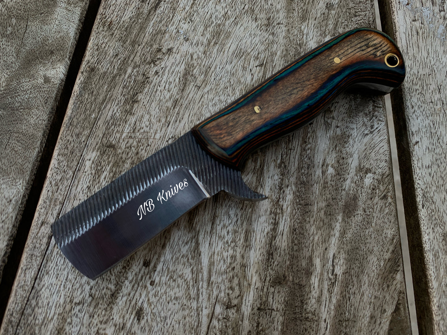 |NB KNIVES| CUSTOM HANDMADE COWBOY BULL CUTTER KNIFE WITH LEATHER SHEATH