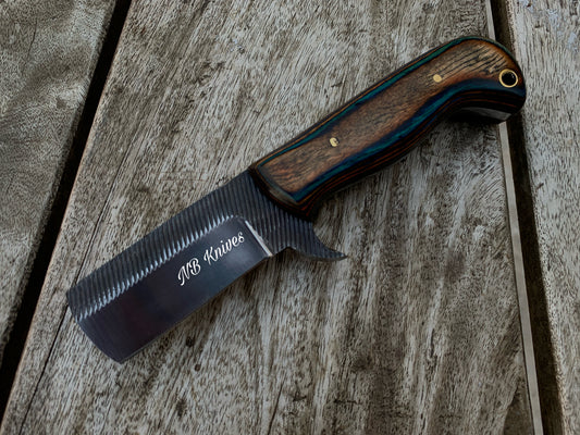 |NB KNIVES| CUSTOM HANDMADE COWBOY BULL CUTTER KNIFE WITH LEATHER SHEATH