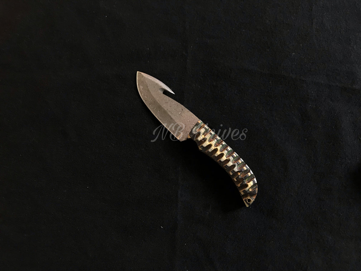 Guthook Skinning Knife Crafted from Damascus Steel