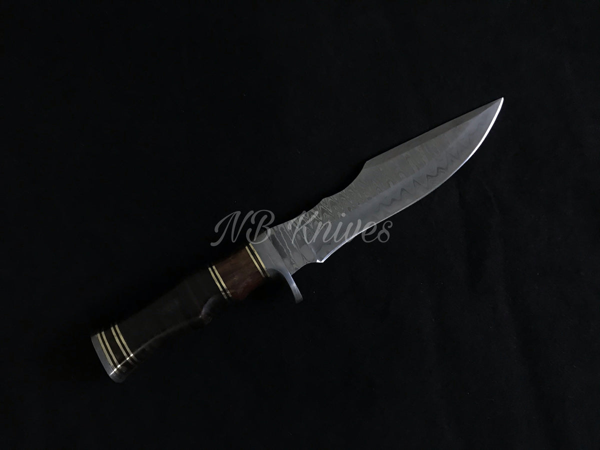 |NB KNIVES| CUSTOM HANDMADE DAMASCUS STEEL HUNTING KNIFE WITH LEATHER SHEATH