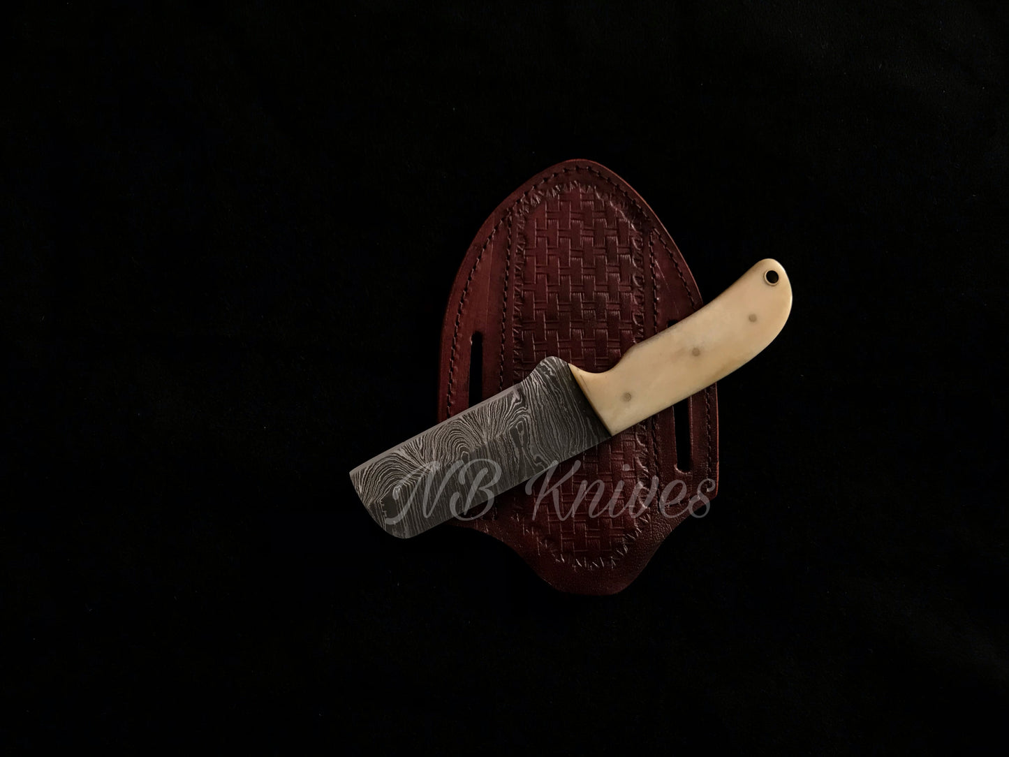 |NB KNIVES| CUSTOM HANDMADE COWBOY BULL CUTTER KNIFE WITH LEATHER SHEATH
