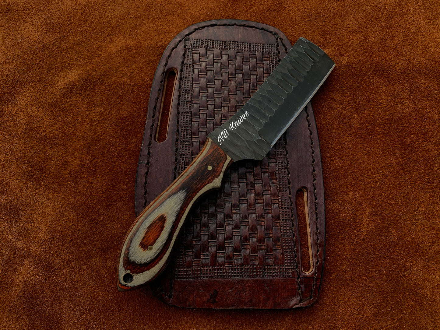 |NB KNIVES| CUSTOM HANDMADE COWBOY BULL CUTTER KNIFE WITH LEATHER SHEATH