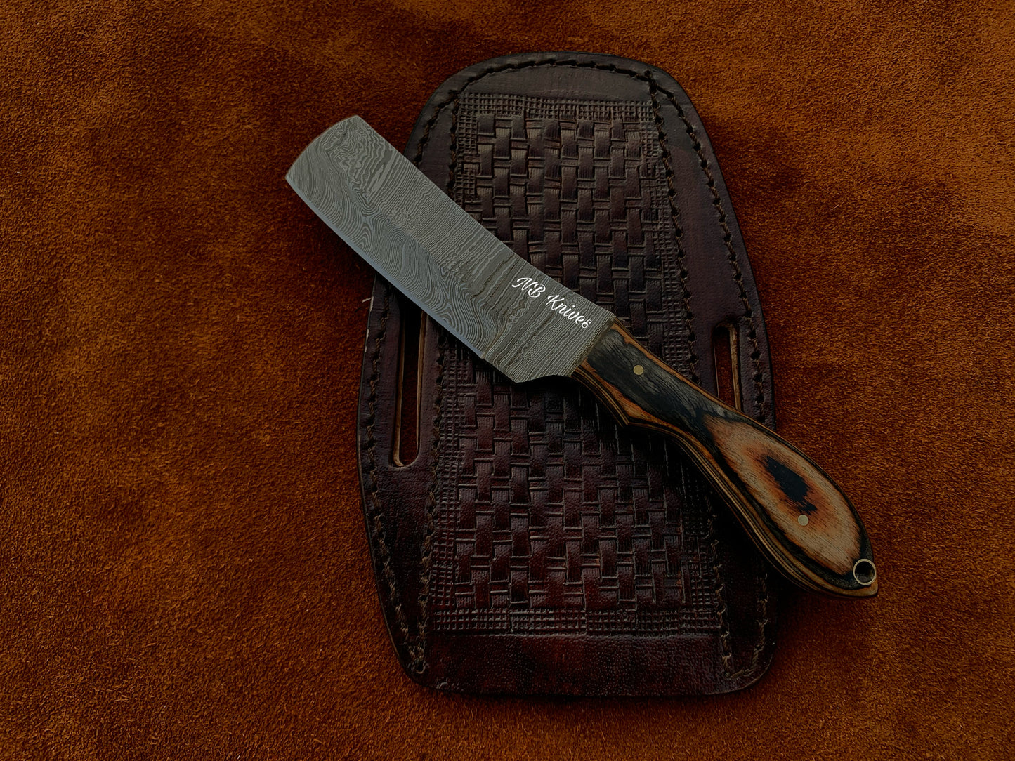 |NB KNIVES| CUSTOM HANDMADE COWBOY BULL CUTTER KNIFE WITH LEATHER SHEATH