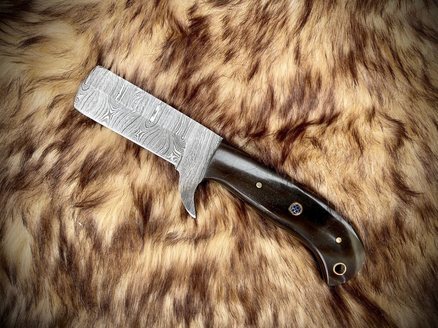 |NB KNIVES| CUSTOM HANDMADE DAMASCUS COWBOY BULL CUTTER KNIFE WITH LEATHER SHEATH