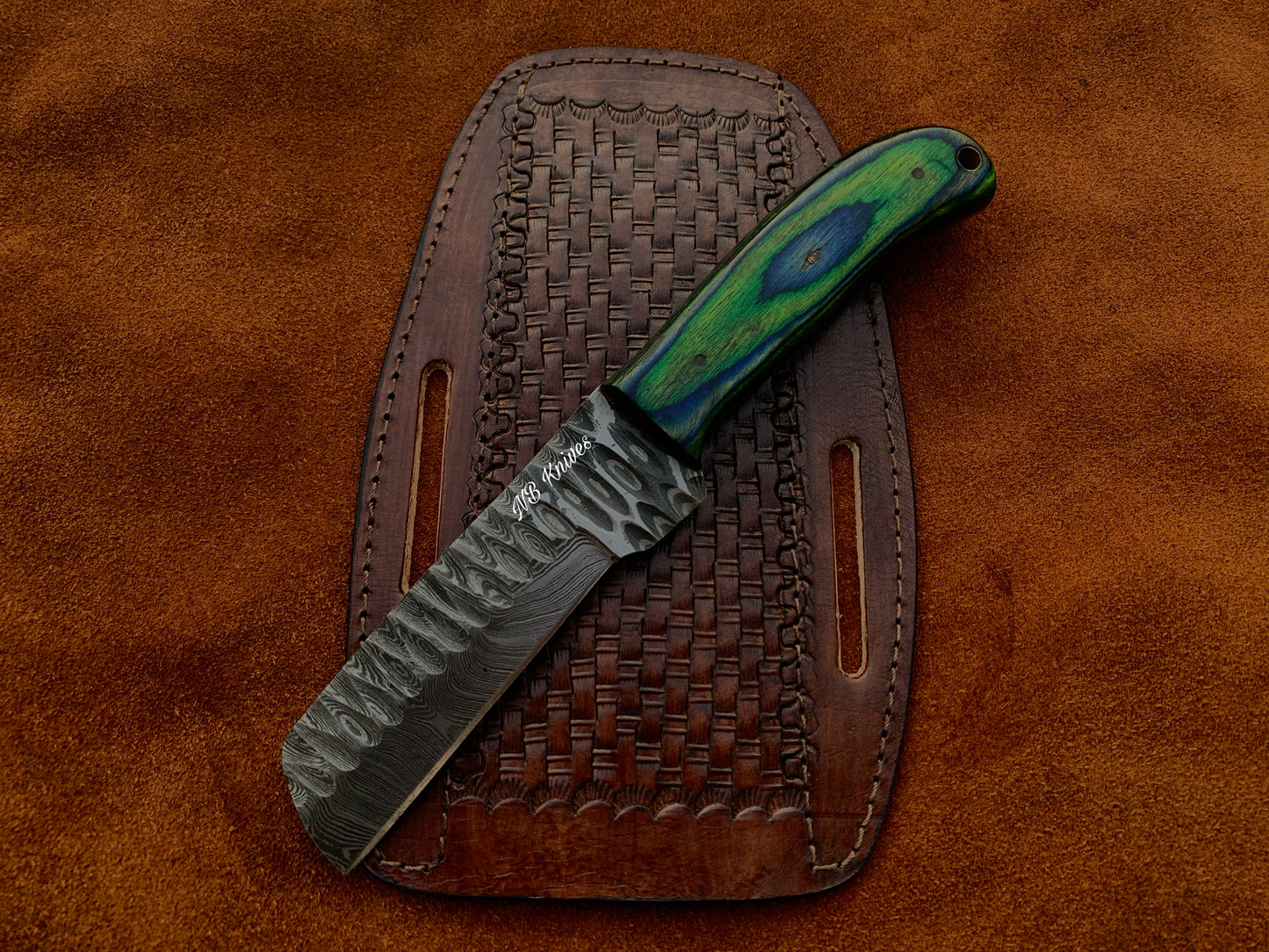 |NB KNIVES| CUSTOM HANDMADE COWBOY BULL CUTTER KNIFE WITH LEATHER SHEATH
