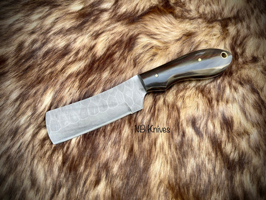 |NB KNIVES| CUSTOM HANDMADE COWBOY BULL CUTTER KNIFE WITH LEATHER SHEATH