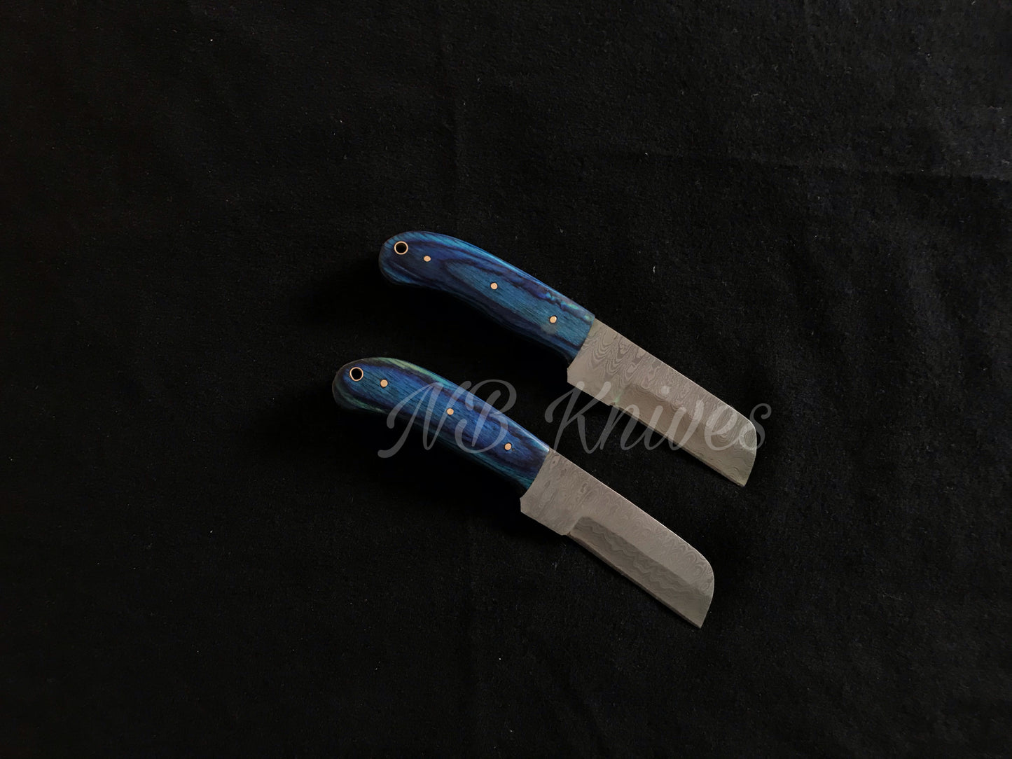 |NB KNIVES| CUSTOM HANDMADE LOT OF 2 COW BOY BULL CUTTER KNIVES WITH LEATHER SHEATH