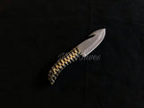 |NB KNIVES| Custom Handmade Damascus Guthook Hunting Knife Handle Hardwood