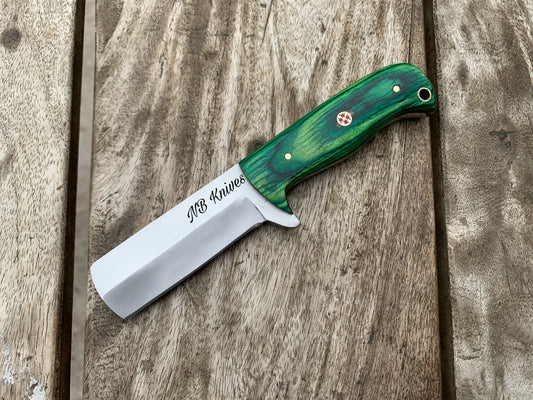 |NB KNIVES| CUSTOM HANDMADE DAMASCUS COWBOY BULL CUTTER KNIFE WITH LEATHER SHEATH