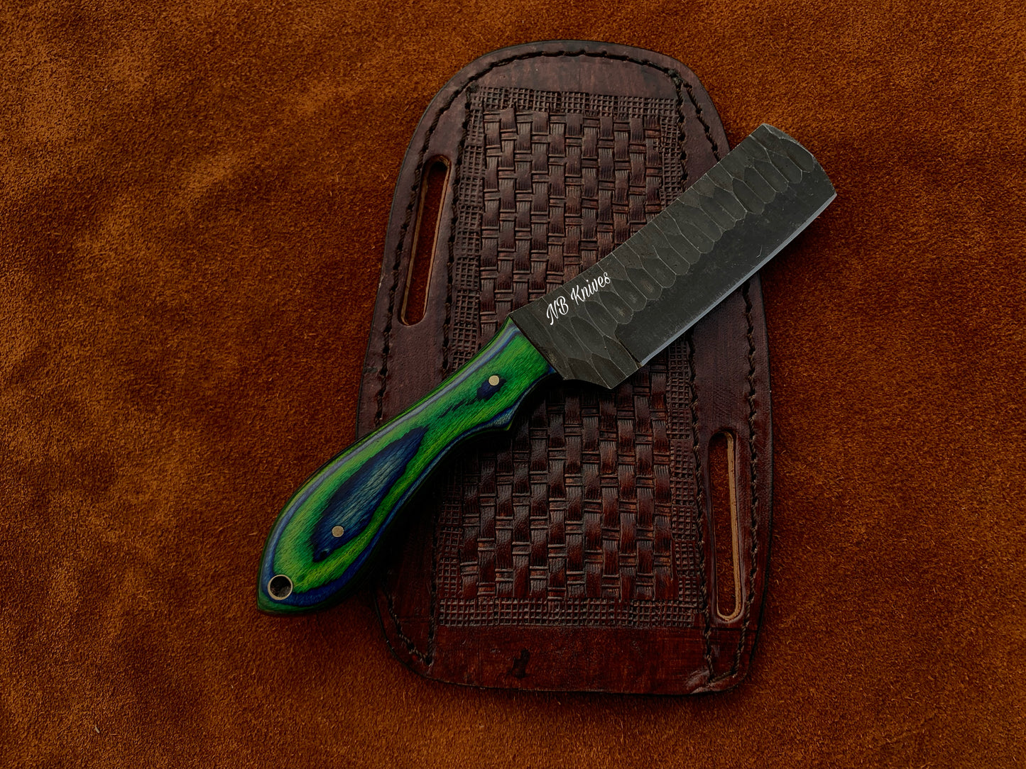 |NB KNIVES| CUSTOM HANDMADE COWBOY BULL CUTTER KNIFE WITH LEATHER SHEATH