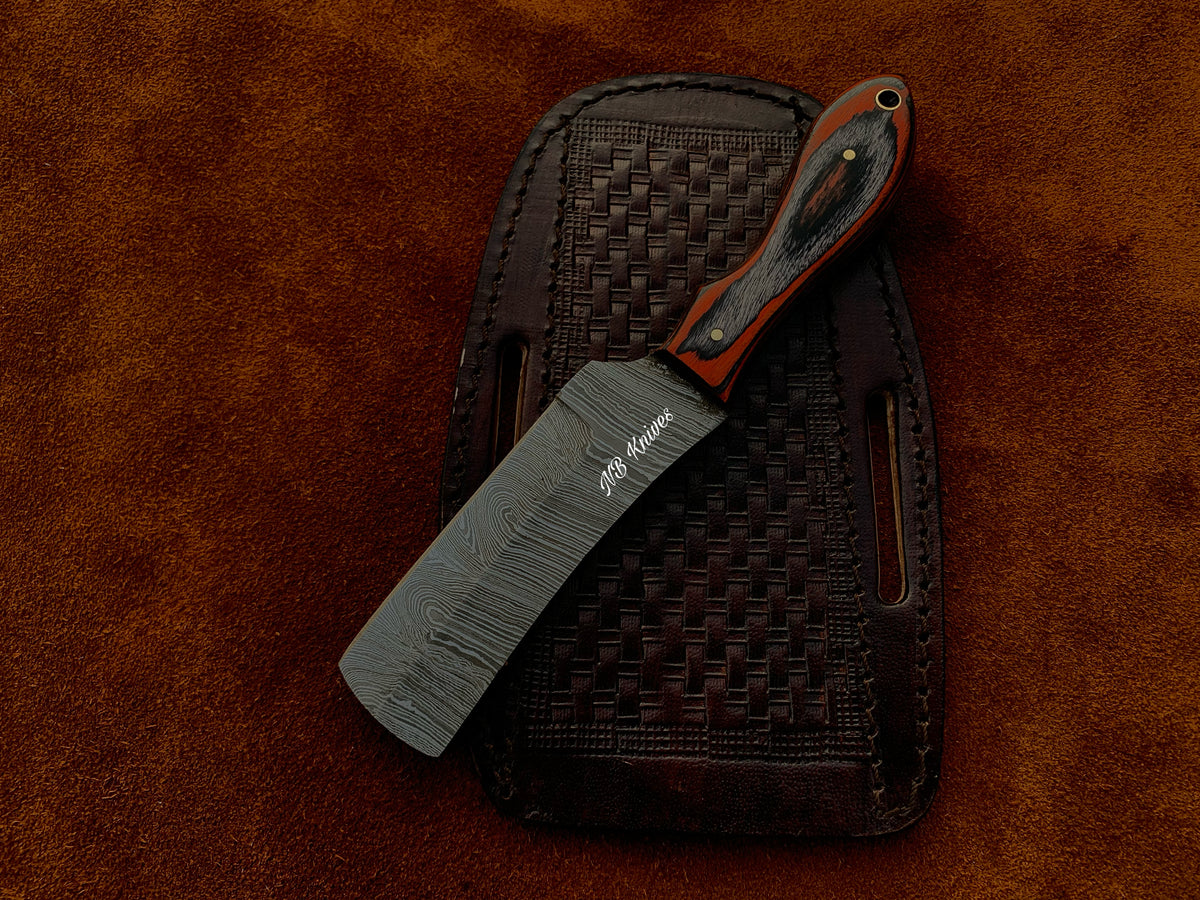 |NB KNIVES| CUSTOM HANDMADE COWBOY BULL CUTTER KNIFE WITH LEATHER SHEATH