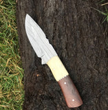 |NB Knives| CUSTOM HANDMADE DAMASCUS HUNTING KNIFE HANDLE Camel Bone And Rosewood