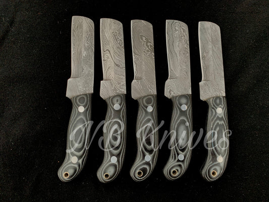 |NB KNIVES| CUSTOM HANDMADE LOT OF 5 COW BOY BULL CUTTER KNIVES WITH LEATHER SHEATH