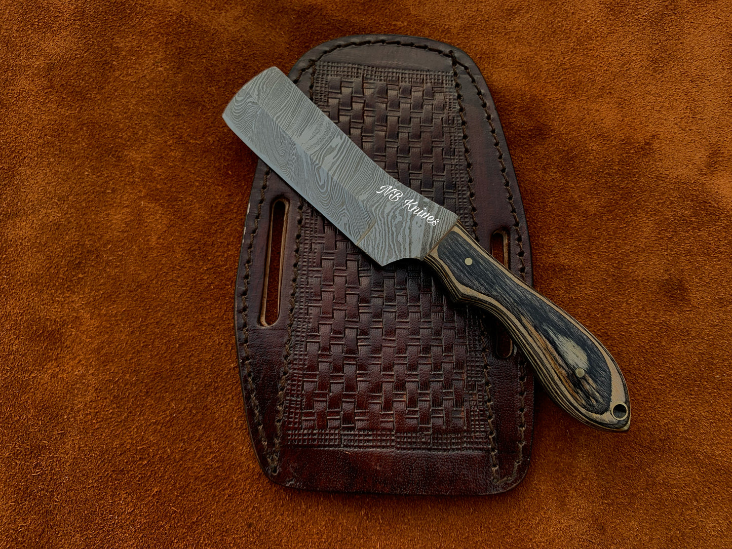 |NB KNIVES| CUSTOM HANDMADE COWBOY BULL CUTTER KNIFE WITH LEATHER SHEATH