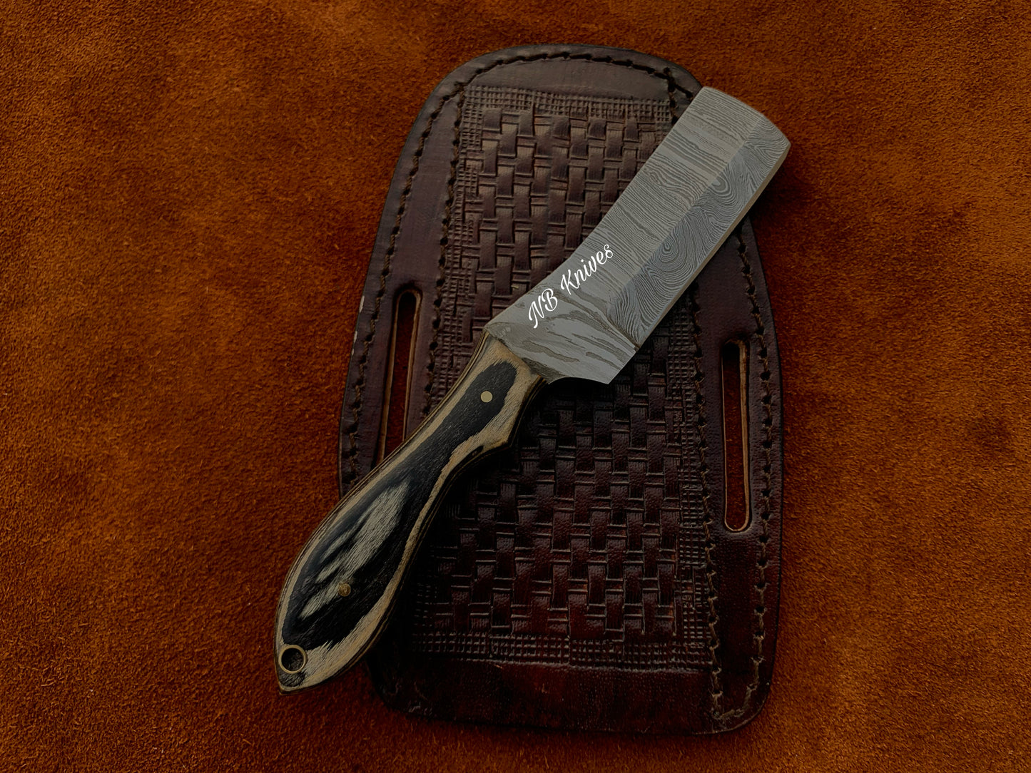 |NB KNIVES| CUSTOM HANDMADE COWBOY BULL CUTTER KNIFE WITH LEATHER SHEATH