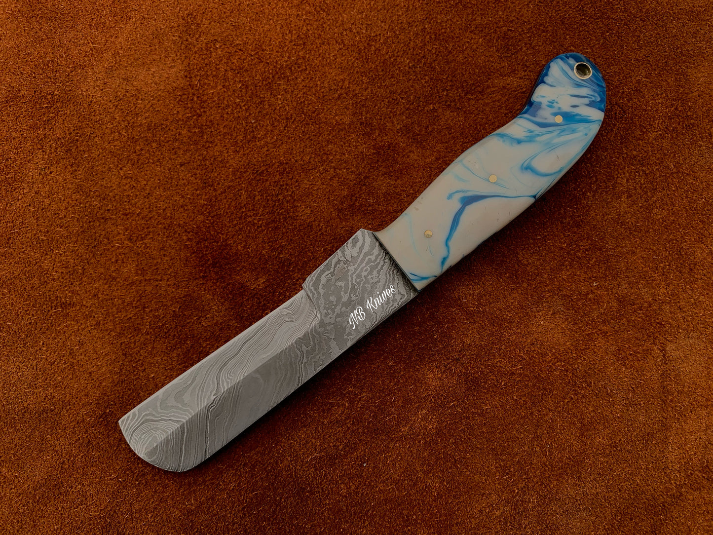 |NB KNIVES| CUSTOM HANDMADE DAMASCUS COWBOY BULL CUTTER KNIFE WITH LEATHER SHEATH