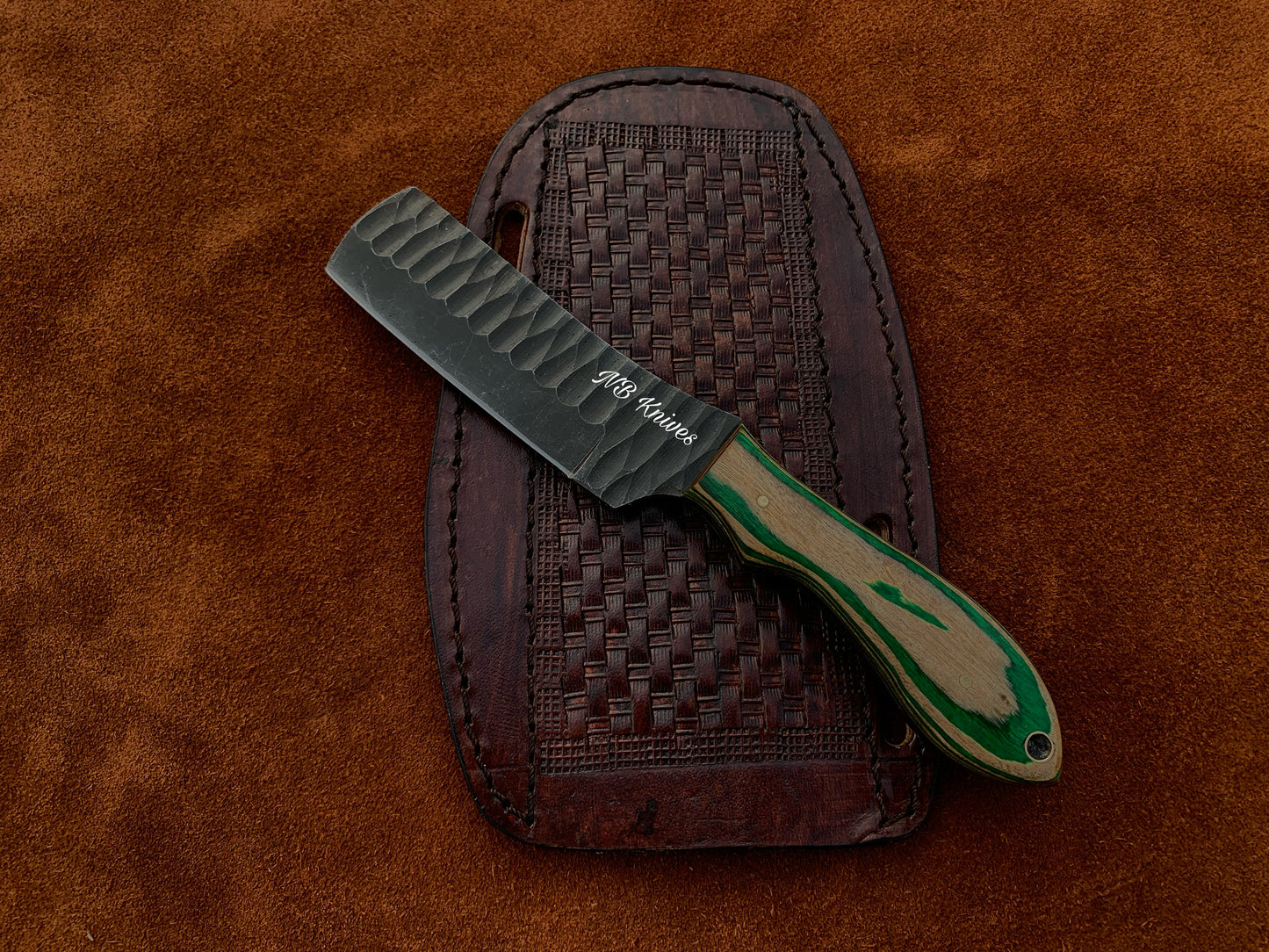 |NB KNIVES| CUSTOM HANDMADE COWBOY BULL CUTTER KNIFE WITH LEATHER SHEATH
