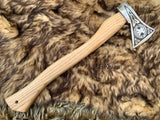 |NB KNIVES| Custom Gift Forged Carbon Steel Viking Axe with Rose Wood Shaft, Viking Bearded Camping Axe, Best Birthday&Anniversary Gift For Him,