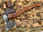 |NB KNIVES| Custom Gift Forged Carbon Steel Viking Axe with Rose Wood Shaft, Viking Bearded Camping Axe, Best Birthday&Anniversary Gift For Him,